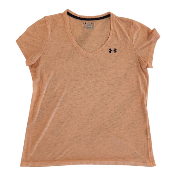 Under Armour Peach V-Neck Short Sleeve Tee Women's Size Large - Picture 1 of 5